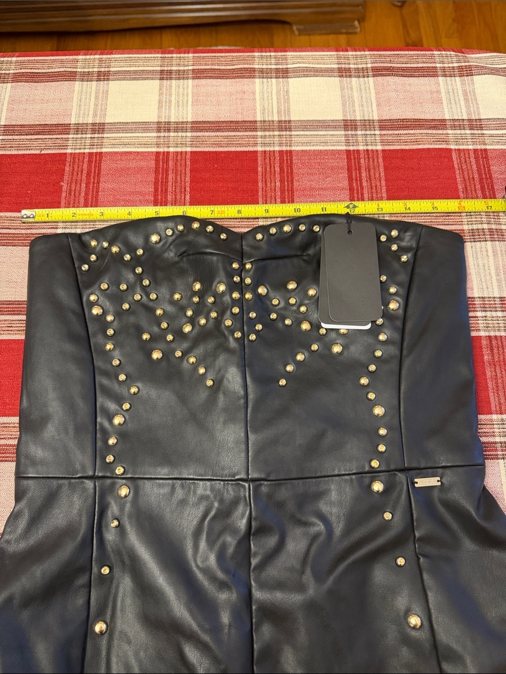 NWT Armani Exchange Black Studded Moto Dress - Picture 8 of 8